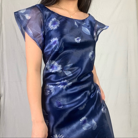 algo medium navy blue floral maxi dress - Picture 7 of 14